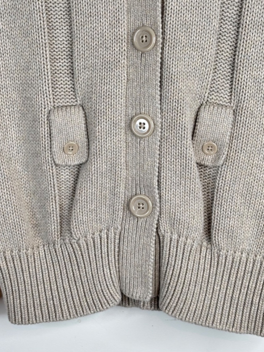Banana Republic Organic Cotton Cardigan S Beige Chunky Fisherman Neutral Preppy - Picture 3 of 10